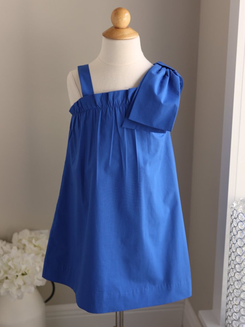The Beaufort Bonnet Company Girls Cobalt Royal Blue Bow Shoulder Dress Size 7